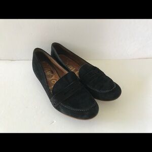 Sam Edelman Black Suede Penny Loafers